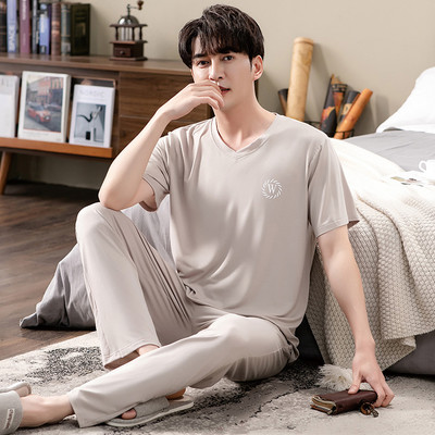 2GAB Vīriešu pidžamu komplekti T-krekli un bikšu pidžamas guļamveļa Kokvilnas guļamtērps Apakšveļa Naktsveļa atpūtas apģērbs Liela izmēra mājas apģērbs