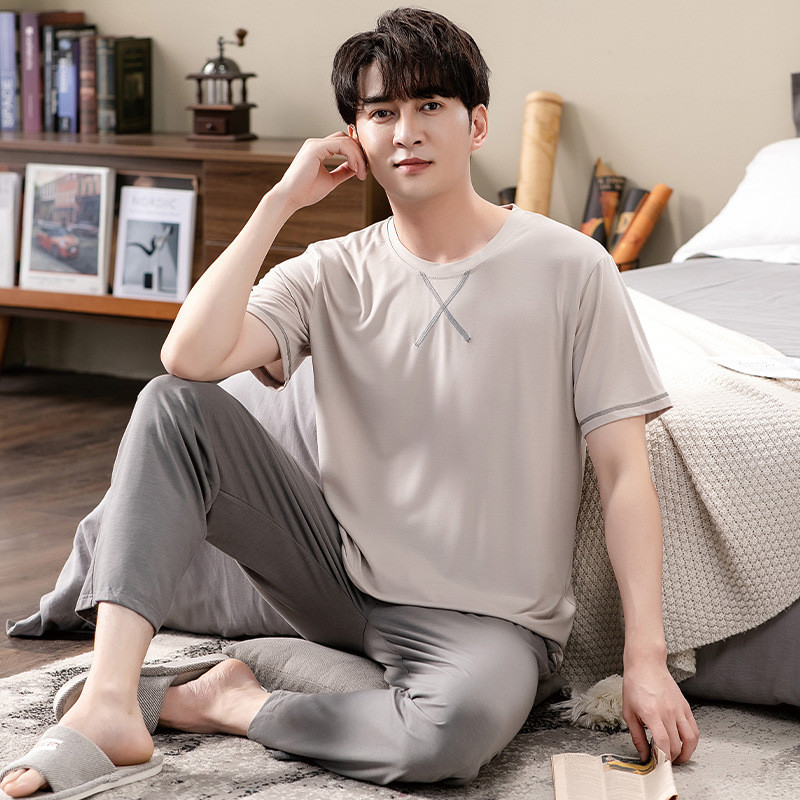 2GAB Vīriešu pidžamu komplekti T-krekli un bikšu pidžamas guļamveļa Kokvilnas guļamtērps Apakšveļa Naktsveļa atpūtas apģērbs Liela izmēra mājas apģērbs