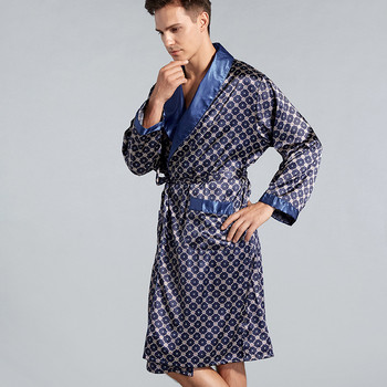 Луксозно мъжко копринено сатенено кимоно халат 5XL спално облекло с дълъг ръкав Халат за баня Извънгабаритна сатенена нощница Летни домашни дрехи