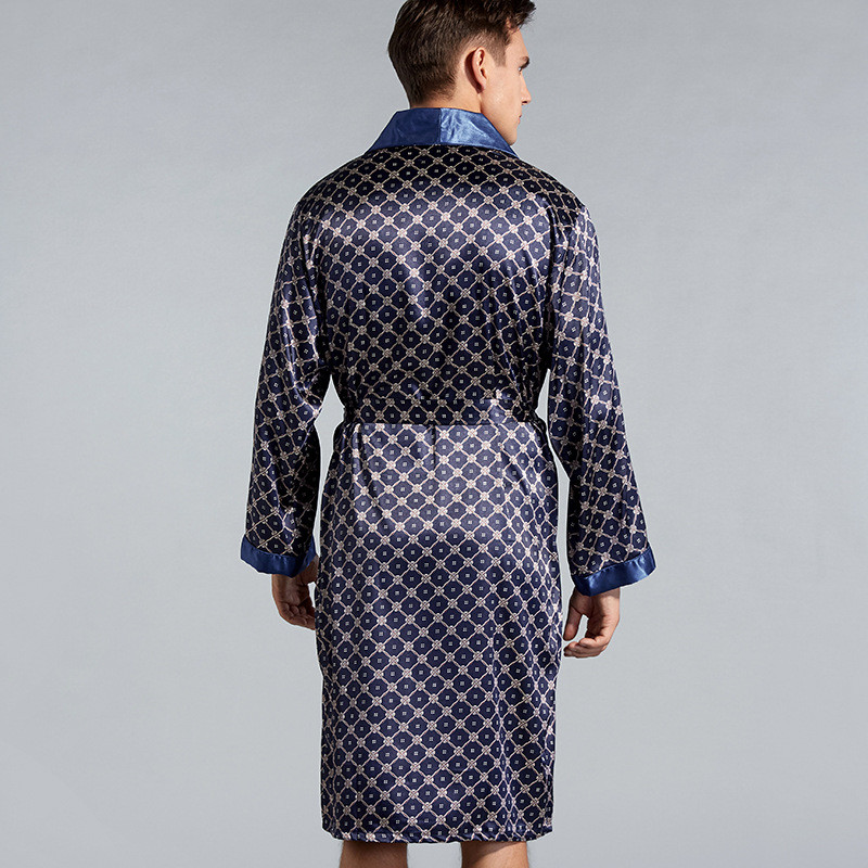 Luksuzni muški svilenkasti satenski kimono ogrtač 5XL spavaćica dugih rukava Ogrtač za kupanje Prevelika satenska spavaćica Ljetna kućna odjeća