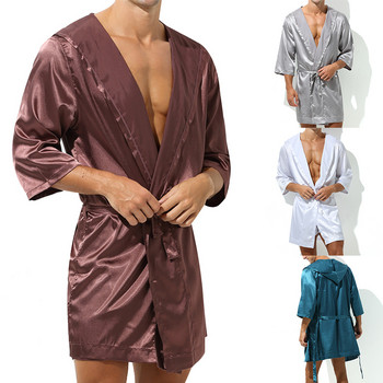 Горещи продавани мъжки летни халати за баня Мъжки копринени халати за баня с къси ръкави Секси мъжки халати за баня (без шорти)