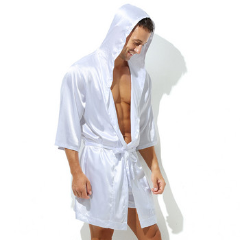 Горещи продавани мъжки летни халати за баня Мъжки копринени халати за баня с къси ръкави Секси мъжки халати за баня (без шорти)