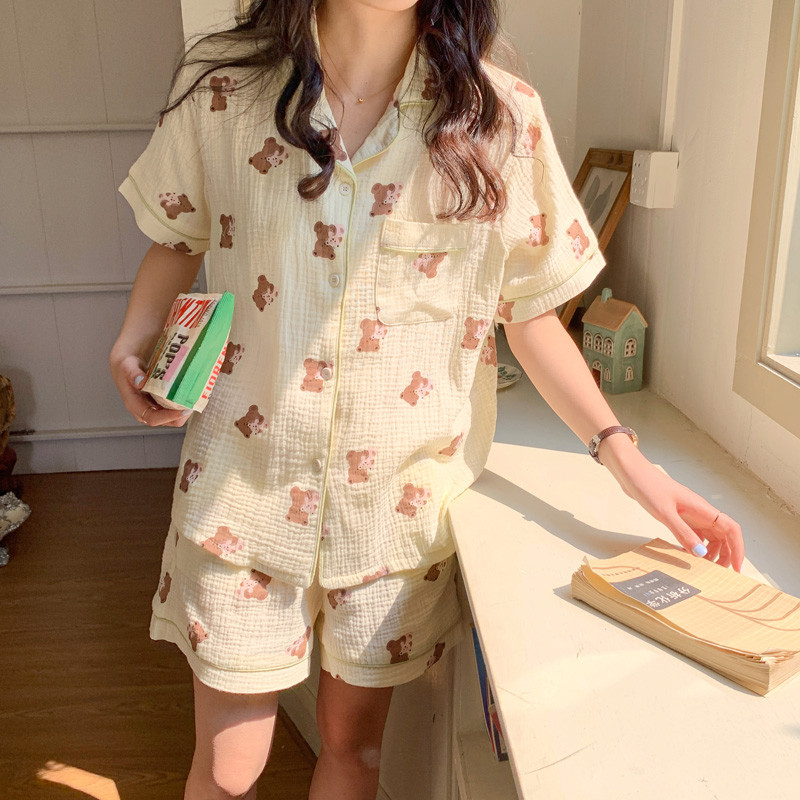 Armas karukaru pidžaamakomplekt naiste 100% puuvillane pehme magamisriided lühikesed püksid pidžaama lühikeste varrukatega koduriided hingav paar S140