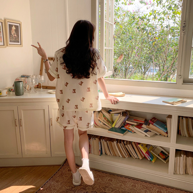 Armas karukaru pidžaamakomplekt naiste 100% puuvillane pehme magamisriided lühikesed püksid pidžaama lühikeste varrukatega koduriided hingav paar S140