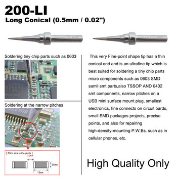200-LI Long Conical 0,5mm Ανταλλακτικό άκρο συγκόλλησης Fit QUICK 203 203H 204 204H 203D 376(I) 376D(I) 3100 3101 3102 3112 20H-90