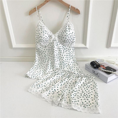 Seksīga sieviešu pidžamas uzvalks naktsveļa Intīma apakšveļa Jauka, jauna meitene 2GB miega komplekts Cami&Šorti ar drukātu punktu guļamveļa mājas apģērbs