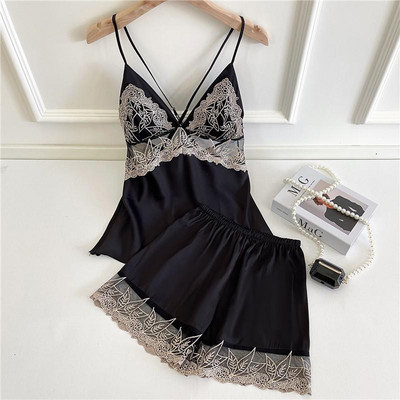 Seksīga sieviešu pidžamas uzvalks naktsveļa Intīma apakšveļa Jauka, jauna meitene 2GB miega komplekts Cami&Šorti ar drukātu punktu guļamveļa mājas apģērbs