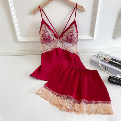 Seksīga sieviešu pidžamas uzvalks naktsveļa Intīma apakšveļa Jauka, jauna meitene 2GB miega komplekts Cami&Šorti ar drukātu punktu guļamveļa mājas apģērbs