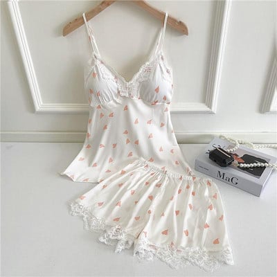 Seksīga sieviešu pidžamas uzvalks naktsveļa Intīma apakšveļa Jauka, jauna meitene 2GB miega komplekts Cami&Šorti ar drukātu punktu guļamveļa mājas apģērbs