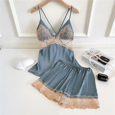 Seksīga sieviešu pidžamas uzvalks naktsveļa Intīma apakšveļa Jauka, jauna meitene 2GB miega komplekts Cami&Šorti ar drukātu punktu guļamveļa mājas apģērbs