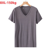 Μέγεθος 8XL 150 KG Modal V λαιμόκοψη Ανδρικό κοντό μανίκι Μαλακό κάλυμμα Λεπτό σπιτικό ντύσιμο Plus μέγεθος Χαλαρά casual αθλητικά εσώρουχα Μεγάλο μέγεθος