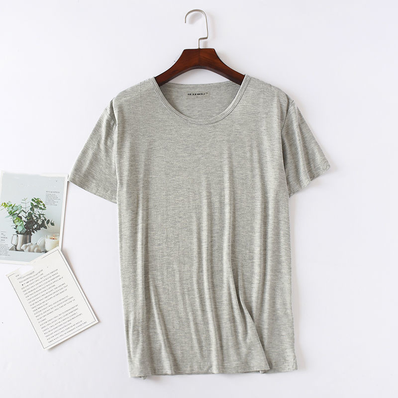 Κοντομάνικο μπλουζάκι καλοκαιρινό ανδρικό modal ice μεταξωτό μπλούζες ύπνου χωρίς ραφές υπνοδωμάτιο πουκάμισο με λεπτή φαρδιά πιτζάμες για το σπίτι