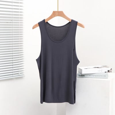 Férfi modális nagy méretű, ujjatlan, bő, nyári mellény, sima, alkalmi férfi alvó felsők Hálóruha férfiaknak Férfi hálóing