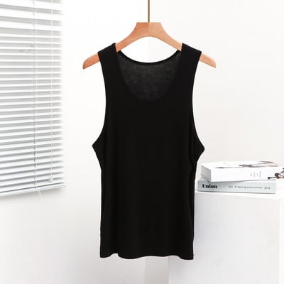 Férfi modális nagy méretű, ujjatlan, bő, nyári mellény, sima, alkalmi férfi alvó felsők Hálóruha férfiaknak Férfi hálóing