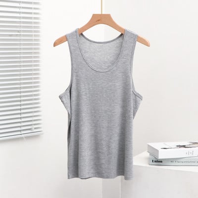 Férfi modális nagy méretű, ujjatlan, bő, nyári mellény, sima, alkalmi férfi alvó felsők Hálóruha férfiaknak Férfi hálóing