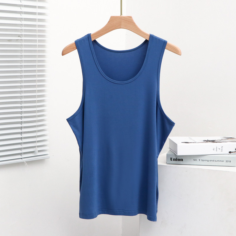 Férfi modális nagy méretű, ujjatlan, bő, nyári mellény, sima, alkalmi férfi alvó felsők Hálóruha férfiaknak Férfi hálóing