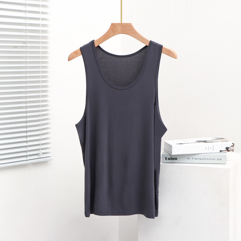 Férfi modális nagy méretű, ujjatlan, bő, nyári mellény, sima, alkalmi férfi alvó felsők Hálóruha férfiaknak Férfi hálóing