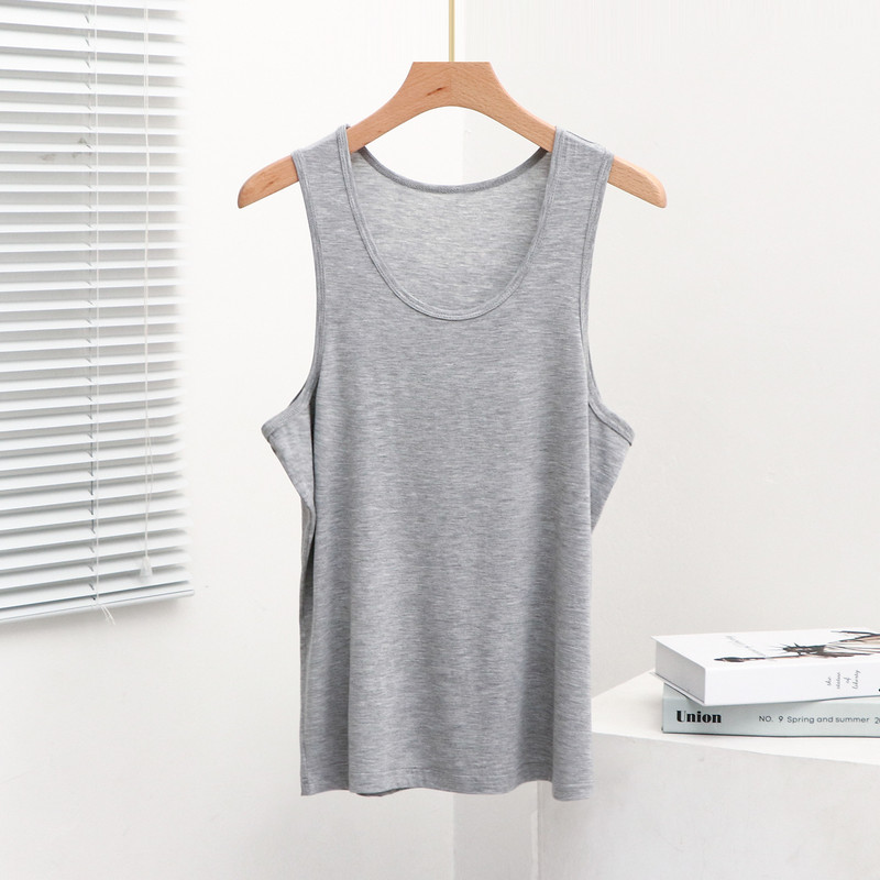 Férfi modális nagy méretű, ujjatlan, bő, nyári mellény, sima, alkalmi férfi alvó felsők Hálóruha férfiaknak Férfi hálóing