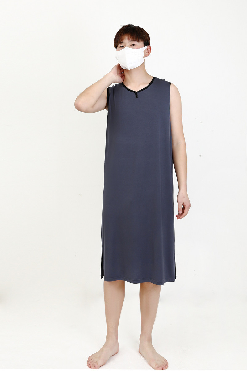 Modalinės vyriškos pižamos miegui skirtos vyriškos ilgos liemenės suknelės laisvalaikio laisvi didelio dydžio namų drabužiai Vasariniai ploni chalatai miegui skirti vyriški drabužiai