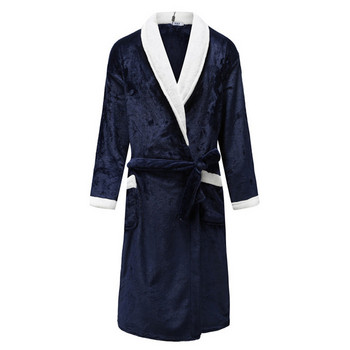 Φθινοπωρινό/Χειμώνα Ανδρικό νυχτικό Kimono Μπουρνούζι Κοραλλί φλις Negligee V-λαιμόκοψη οικεία εσώρουχα μονόχρωμα υπνοδωμάτια