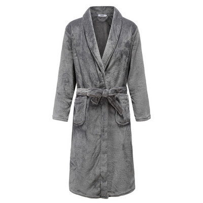 Φθινοπωρινό/Χειμώνα Ανδρικό νυχτικό Kimono Μπουρνούζι Κοραλλί φλις Negligee V-λαιμόκοψη οικεία εσώρουχα μονόχρωμα υπνοδωμάτια