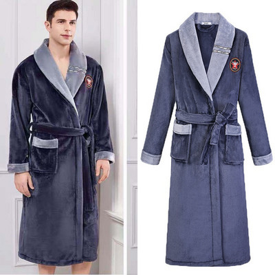 Φθινοπωρινό/Χειμώνα Ανδρικό νυχτικό Kimono Μπουρνούζι Κοραλλί φλις Negligee V-λαιμόκοψη οικεία εσώρουχα μονόχρωμα υπνοδωμάτια