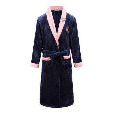 Φθινοπωρινό/Χειμώνα Ανδρικό νυχτικό Kimono Μπουρνούζι Κοραλλί φλις Negligee V-λαιμόκοψη οικεία εσώρουχα μονόχρωμα υπνοδωμάτια