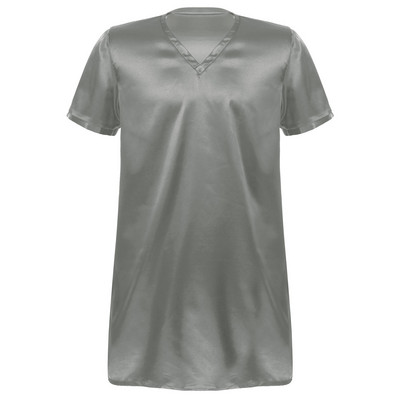 Ανδρικά σατέν νυχτικά Πυζάμες Νυχτικό Σπίτι Φορέστε Πυτζάμες Sleep Μεταξωτά T-shirts Καλοκαιρινά μονόχρωμα κοντομάνικα μπλουζάκια νυχτικά