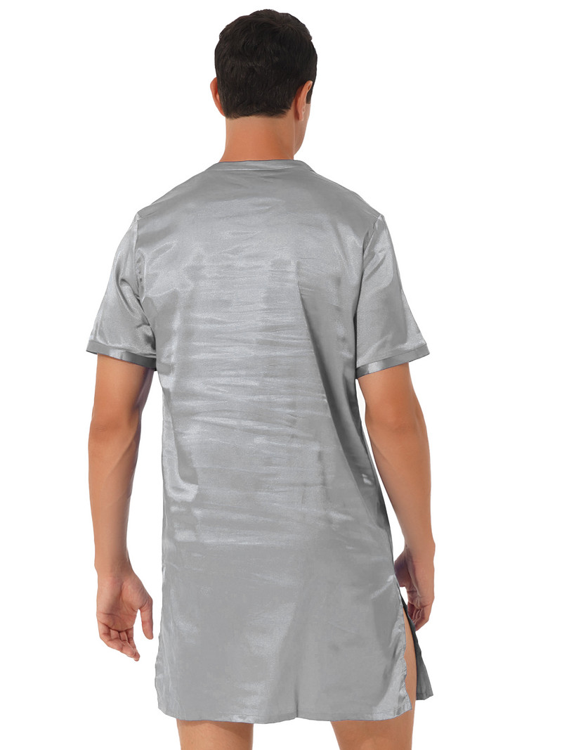 Vīriešu sieviešu zīda satīna naktskrekls vasaras īsām piedurknēm naktsveļa naktsveļa mājas apģērbs naktsveļa topi Apģērbi sāni sadalīti naktsveļa Plus