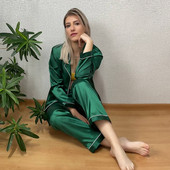 Új selyem szatén pizsama öltöny női tavaszi őszi társalgó otthoni ruha Egyszerű kényelmes hálóruha teljes ujjú ruhák otthoni pizsamák