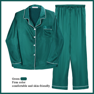 Új selyem szatén pizsama öltöny női tavaszi őszi társalgó otthoni ruha Egyszerű kényelmes hálóruha teljes ujjú ruhák otthoni pizsamák