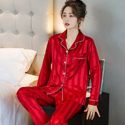 Proljetno-jesenska pidžama Dvodijelno odijelo Nova modna kućna odjeća od ledene svile Hlače dugih rukava Pidžame Ženski set za spavanje