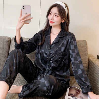 Proljetno-jesenska pidžama Dvodijelno odijelo Nova modna kućna odjeća od ledene svile Hlače dugih rukava Pidžame Ženski set za spavanje