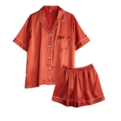 Vairāku krāsu satīna šortu pidžamu komplekts sievietēm vasaras plānās īsās piedurkņu jakas ar šortiem mājas apģērba divdaļīgs pidžamas komplekts