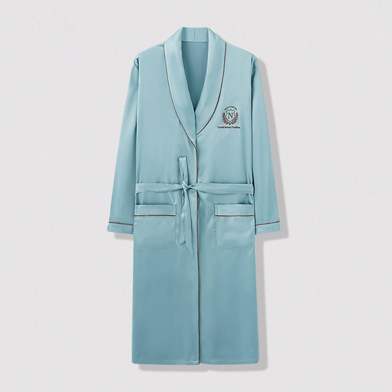 Proljeće ljeto Ledeno svileni tanki muški ogrtač za kupanje Ležeran čvrsti ogrtač za tuširanje Glatki satenski ogrtač za kupanje od umjetne svile Udoban mekani kimono 4XL