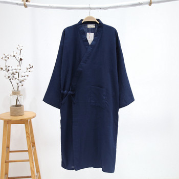 Лятна нова тънка роба Свободен мъжки халат в японски стил 100% памук двуетажна марля Спално облекло Sleeprobe Домашно облекло Облекло за свободното време