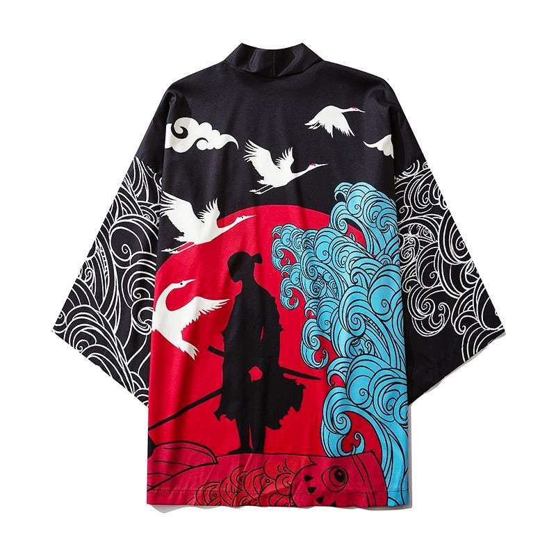 Muški kimono, modni Ljetni kaput s printom crtanog zmaja, ogrtač dugih rukava, japanski stil Cosplay muška odjeća