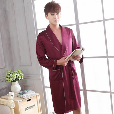 L-XXL muška široka ogrtač ležerna haljina s otvorenim ovratnikom Kućna odjeća Satenska spavaćica proljeće ljeto Novi kimono ogrtač s džepnom pidžamom
