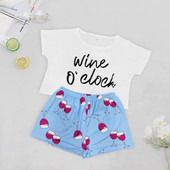 Pizsama nőies pamut rajzfilmnyomat 2 db női pizsama O-nyakú hálóruha Női hálóing szexi fehérnemű pizsama Halloween