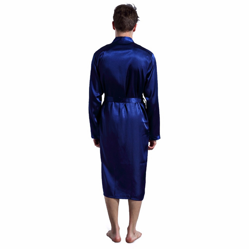 Dugi ogrtač, muški kupaći ogrtač, muška svilena satenska pidžama, spavaćica, ogrtač, spavaćica, ogrtač, sivi/plavi/bordo/crni muški ljetni ogrtač