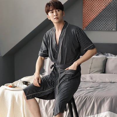 Vīriešu halāts naktskrekls zīda satīna kimono peldmēteļa kleita guļamveļa Plus liela izmēra mājas halāts 4XL 5XL šorti komplekti pidžamas