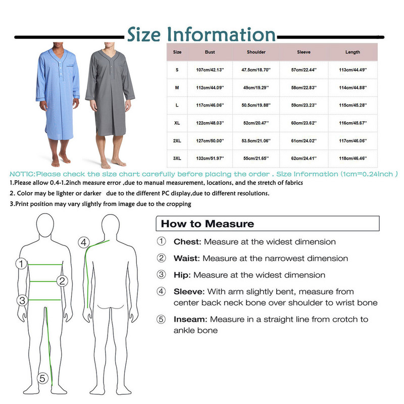 Muslimanska muška spavaća odjeća, pidžama, spavaćica, dugi rukavi, jednobojna dugačka košulja, spavaćica, muška arapska pidžama s dugmadima i ovratnikom