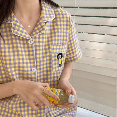 Pizsama készletek Virágok Naponta édes lányos Diákok Egyszerű Nyári Lehajtható gallér Laza Divatos koreai Stílus Elegáns Kényelmes