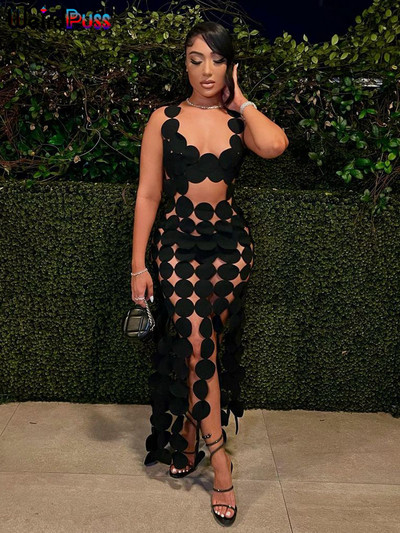 Keista pūlinga tuščiavidurė suknelė, moteriška be rankovių be nugarų Coquette liesas kutas, matomas per Bodycon Summer Midnight Clubwear Vestidos