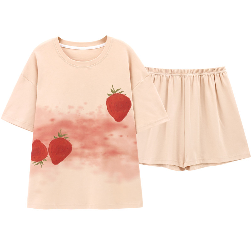 Nyári pizsama 2023 Új női hálóruha szett Aranyos nyomtatott rövid szett pizsama női pamut pizsama szett édes otthoni ruhák