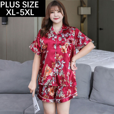 Női pizsama szett Imatation selyem női rövid ujjú ing + rövid nadrág hálóruha szett Női házi ruha öltöny pizsama