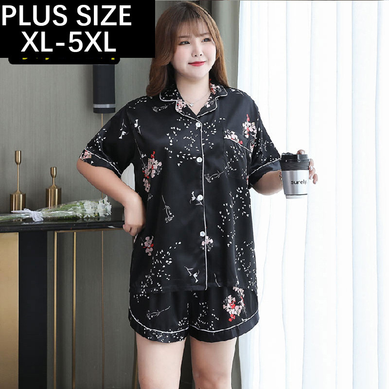 Női pizsama szett Imatation selyem női rövid ujjú ing + rövid nadrág hálóruha szett Női házi ruha öltöny pizsama