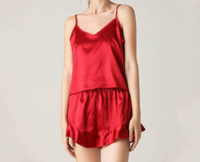 2022. gada jauns modes seksīgs ziedu pidžamas komplekts sievietēm, 2 daļīgs guļamveļa pidžamas, zīda satīna Cami tops un šorti.