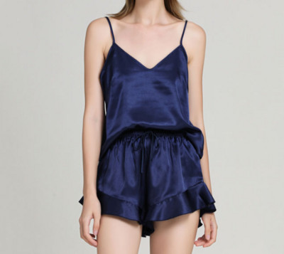 2022. gada jauns modes seksīgs ziedu pidžamas komplekts sievietēm, 2 daļīgs guļamveļa pidžamas, zīda satīna Cami tops un šorti.