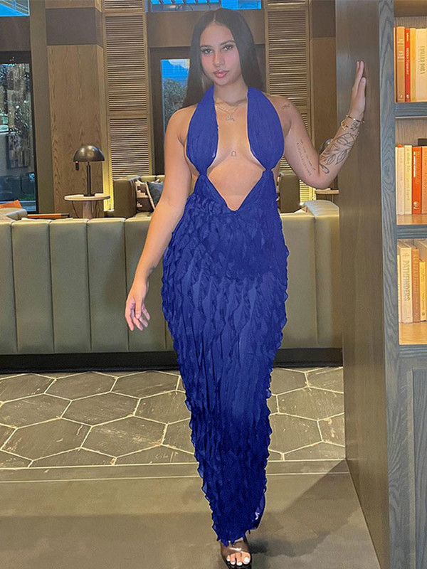 Seksikas päitsetega madala lõikega seljata maksikleit naistele, varrukateta plisseeritud õhukesed kleidid 2023. aasta suvel rannas Harajuku Lolita Y2K Vestidos